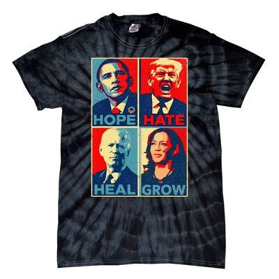 Kamalaharris 2024 President Campaign Hope Hate Heal Grow Tie-Dye T-Shirt