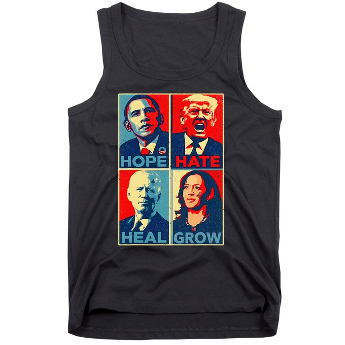 Kamalaharris 2024 President Campaign Hope Hate Heal Grow Tank Top