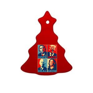 Kamalaharris 2024 President Campaign Hope Hate Heal Grow Ceramic Tree Ornament