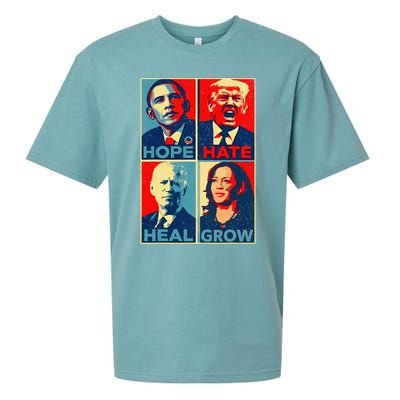 Kamalaharris 2024 President Campaign Hope Hate Heal Grow Sueded Cloud Jersey T-Shirt