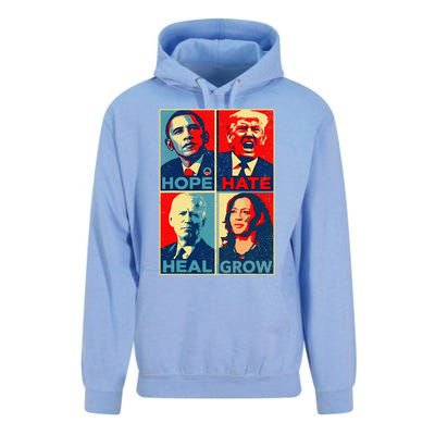 Kamalaharris 2024 President Campaign Hope Hate Heal Grow Unisex Surf Hoodie