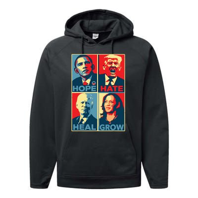 Kamalaharris 2024 President Campaign Hope Hate Heal Grow Performance Fleece Hoodie