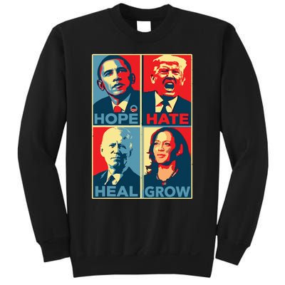 Kamalaharris 2024 President Campaign Hope Hate Heal Grow Sweatshirt