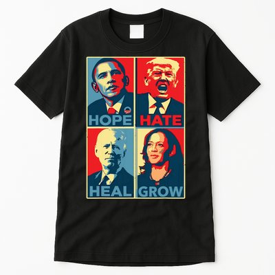 Kamalaharris 2024 President Campaign Hope Hate Heal Grow Tall T-Shirt