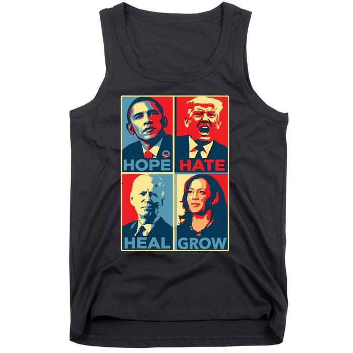 Kamalaharris 2024 President Campaign Hope Hate Heal Grow Tank Top