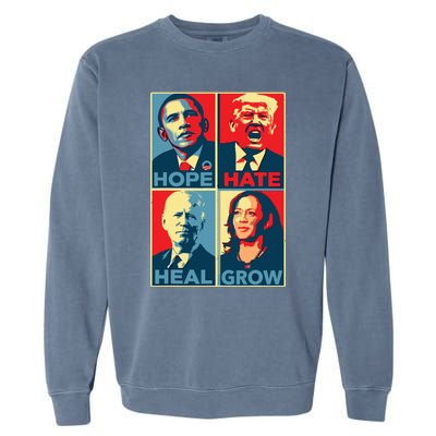 Kamalaharris 2024 President Campaign Hope Hate Heal Grow Garment-Dyed Sweatshirt