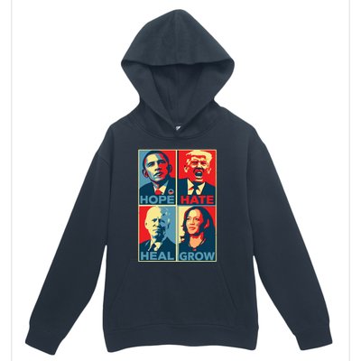 Kamalaharris 2024 President Campaign Hope Hate Heal Grow Urban Pullover Hoodie