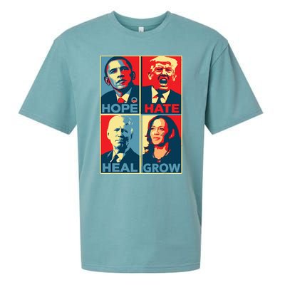 Kamalaharris 2024 President Campaign Hope Hate Heal Grow Sueded Cloud Jersey T-Shirt