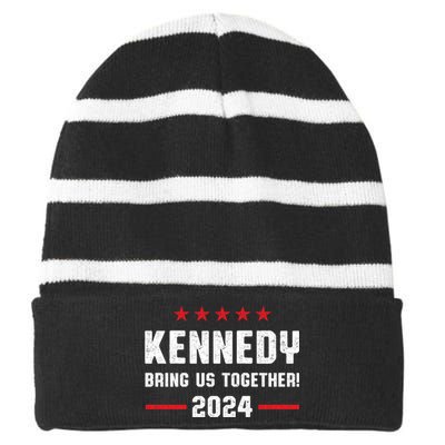 Kennedy 2024 Presidential Election Kennedy For President Striped Beanie with Solid Band