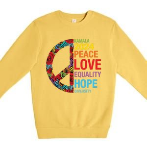 Kamala 2024 Peace Love Equality Hope Diversity Premium Crewneck Sweatshirt