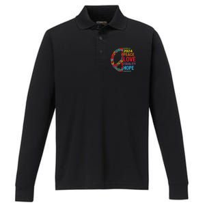 Kamala 2024 Peace Love Equality Hope Diversity Performance Long Sleeve Polo