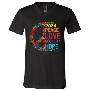 Kamala 2024 Peace Love Equality Hope Diversity V-Neck T-Shirt