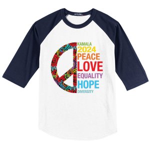 Kamala 2024 Peace Love Equality Hope Diversity Baseball Sleeve Shirt