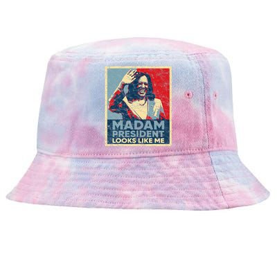 Kamala 2024 Poster Madam President Looks Like Me Tie-Dyed Bucket Hat