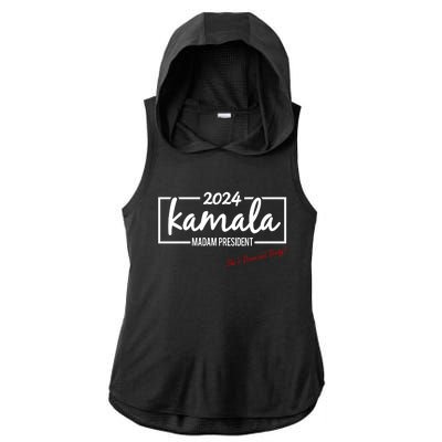 Kamala 2024 She Is Down And Dirty Ladies PosiCharge Tri-Blend Wicking Draft Hoodie Tank