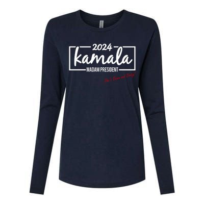 Kamala 2024 She Is Down And Dirty Womens Cotton Relaxed Long Sleeve T-Shirt