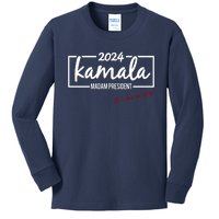 Kamala 2024 She Is Down And Dirty Kids Long Sleeve Shirt