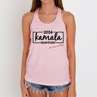 Kamala 2024 She Is Down And Dirty Women's Knotted Racerback Tank