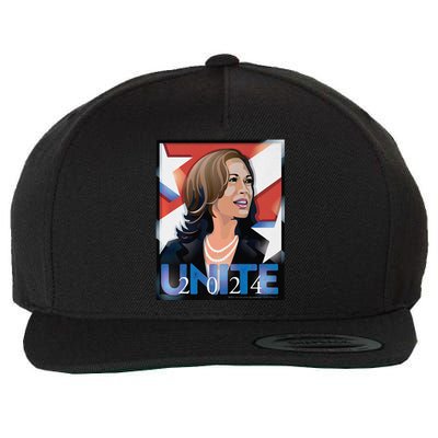 Kamala 2024 Unite Poster Art Premium Wool Snapback Cap