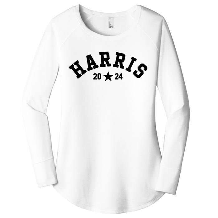 Kamala 2024 Vintage Curved Baseball Font Kamala Harris 2024 Women's Perfect Tri Tunic Long Sleeve Shirt