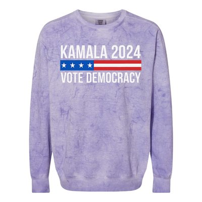 Kamala 2024 Vote Democracy Gift Colorblast Crewneck Sweatshirt