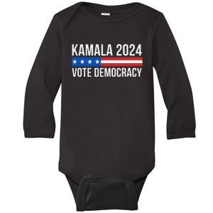 Kamala 2024 Vote Democracy Gift Baby Long Sleeve Bodysuit