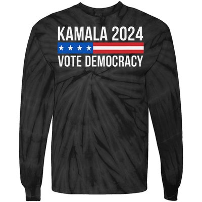 Kamala 2024 Vote Democracy Gift Tie-Dye Long Sleeve Shirt