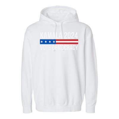 Kamala 2024 Vote Democracy Gift Garment-Dyed Fleece Hoodie