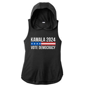 Kamala 2024 Vote Democracy Ladies PosiCharge Tri-Blend Wicking Draft Hoodie Tank