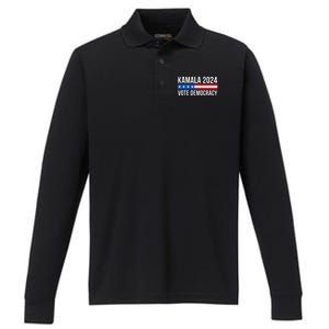 Kamala 2024 Vote Democracy Performance Long Sleeve Polo