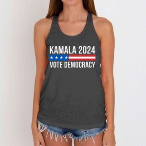 Kamala 2024 Vote Democracy Women's Knotted Racerback Tank