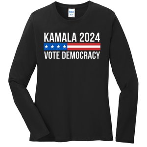 Kamala 2024 Vote Democracy Ladies Long Sleeve Shirt