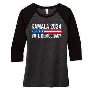 Kamala 2024 Vote Democracy Women's Tri-Blend 3/4-Sleeve Raglan Shirt