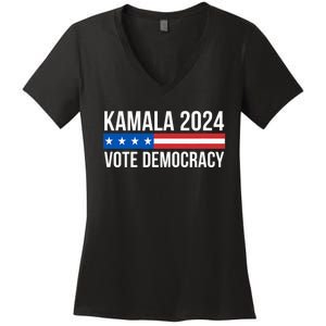 Kamala 2024 Vote Democracy Women's V-Neck T-Shirt