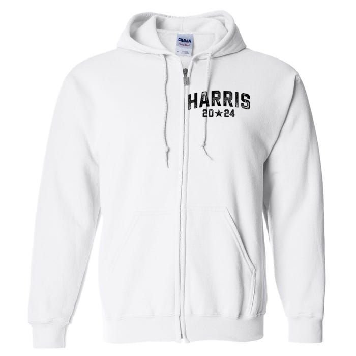 Kamala 2024 Vintage Arched Font Grunge Kamala Harris 2024 Full Zip Hoodie