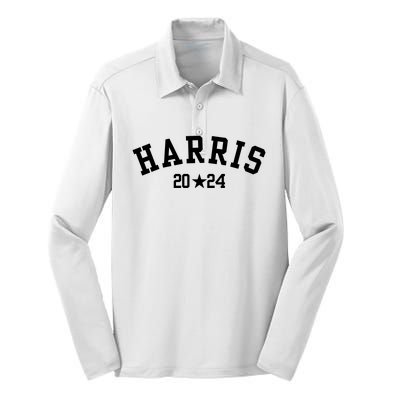 Kamala 2024 Vintage Curved Baseball Font Kamala Harris 2024 Silk Touch Performance Long Sleeve Polo