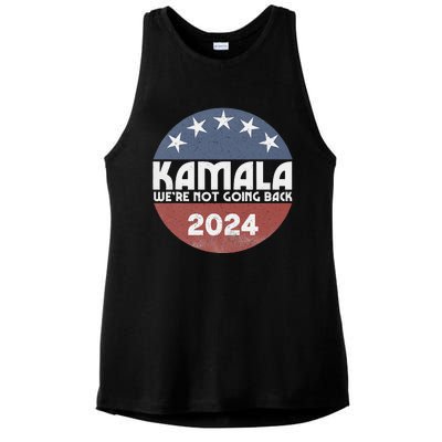 Kamala 2024 WeRe Not Going Back Slogan Vintage Distressed Ladies PosiCharge Tri-Blend Wicking Tank