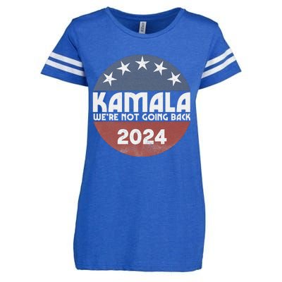 Kamala 2024 WeRe Not Going Back Slogan Vintage Distressed Enza Ladies Jersey Football T-Shirt