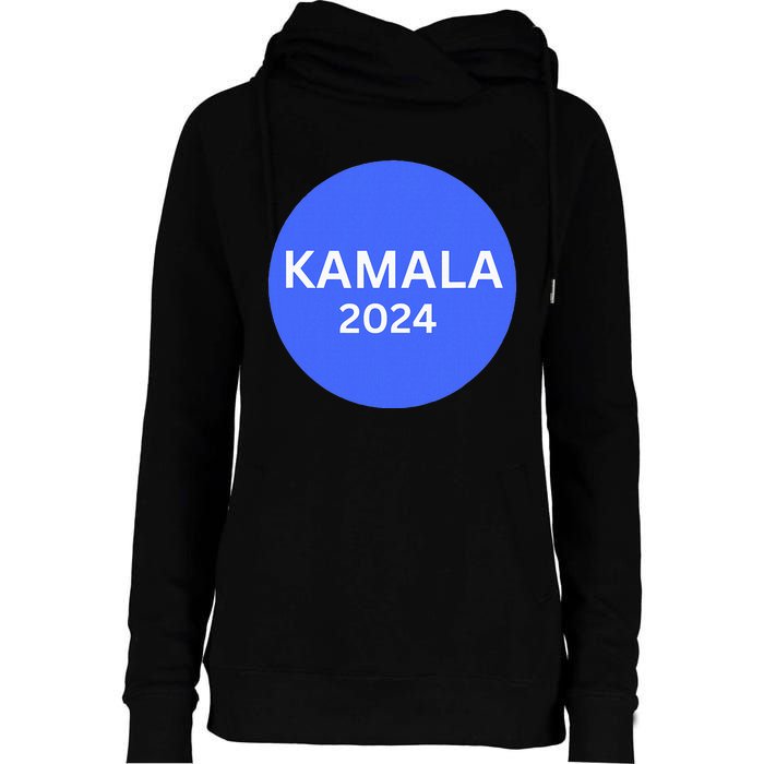 Kamala 2024 With Large Dot In Blue Womens Funnel Neck Pullover Hood