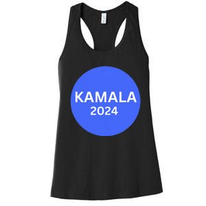 Kamala 2024 With Large Dot In Blue Women's Racerback Tank