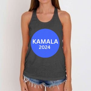 Kamala 2024 With Large Dot In Blue Women's Knotted Racerback Tank