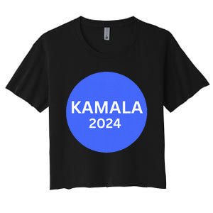 Kamala 2024 With Large Dot In Blue Women's Crop Top Tee