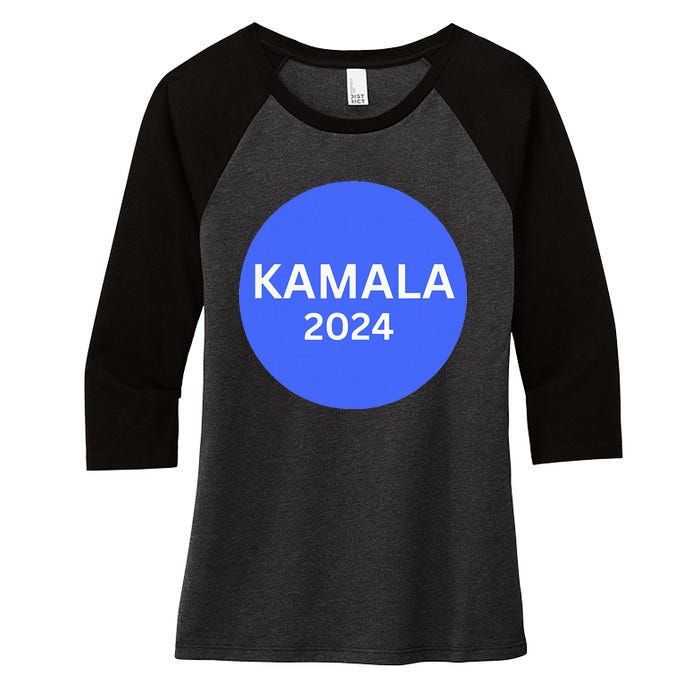 Kamala 2024 With Large Dot In Blue Women's Tri-Blend 3/4-Sleeve Raglan Shirt