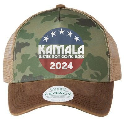 Kamala 2024 Were Not Going Back Slogan Vintage Distressed Legacy Tie Dye Trucker Hat