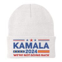 Kamala 2024 WeRe Not Going Back Slogan Vintage Distressed Knit Cap Winter Beanie