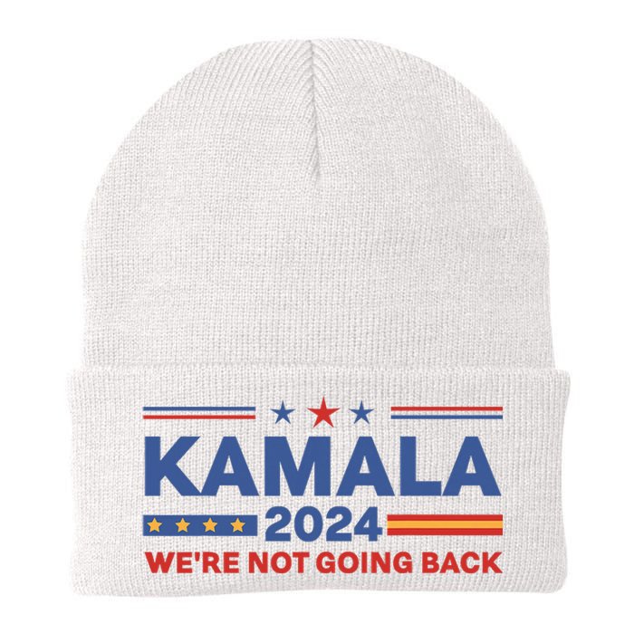 Kamala 2024 WeRe Not Going Back Slogan Vintage Distressed Knit Cap Winter Beanie