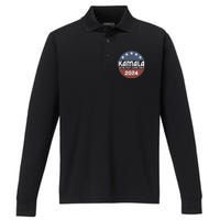 Kamala 2024 WeRe Not Going Back Slogan Vintage Distressed Performance Long Sleeve Polo