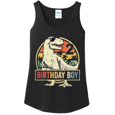 Kids 2 Year Old 2nd Birthday Boy T Rex Dinosaur Ladies Essential Tank