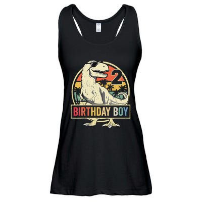 Kids 2 Year Old 2nd Birthday Boy T Rex Dinosaur Ladies Essential Flowy Tank