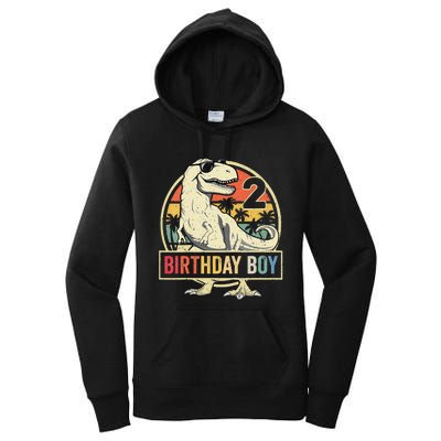 Kids 2 Year Old 2nd Birthday Boy T Rex Dinosaur Women's Pullover Hoodie